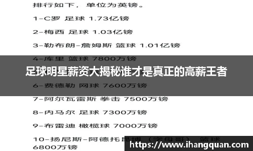 足球明星薪资大揭秘谁才是真正的高薪王者